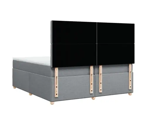 Atsperu Gulta Ar Matraci, Gaiši Pelēka Audums, 200X200Cm Vidaxl