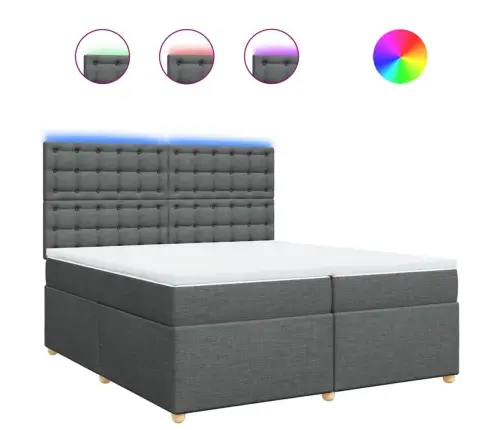 Lova Su Spyruoklėmis Ir Čiužiniu, Tamsiai Pilka, 200X200 Cm