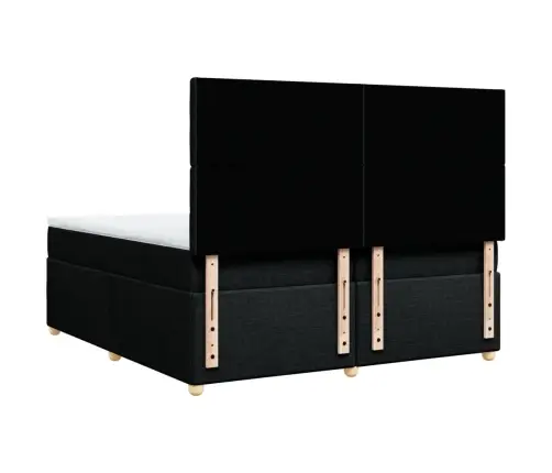 Atsperu Gultas Rāmis Ar Matraci, Melna Audums, 200X200 Cm Vidaxl