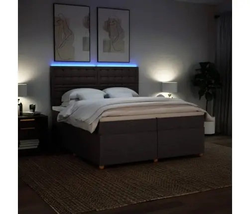 Lova Su Spyruoklėmis Ir Čiužiniu, Ruda, 200X200 cm Audinys