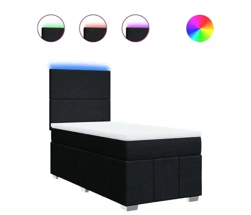 Atsperu Gultas Rāmis Ar Matraci, Melna, 80X200 Cm, Audums Vidaxl