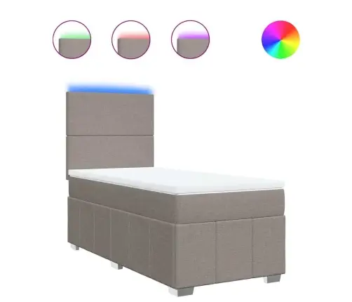 Lova Su Spyruoklėmis Ir Čiužiniu, Taupe, 80X200 cm Audinys