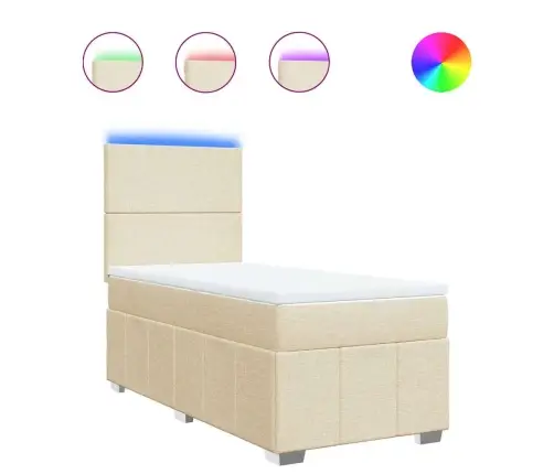 Atsperu Gultas Rāmis Ar Matraci, Krēmkrāsas, 80X200 Cm, Audums Vidaxl