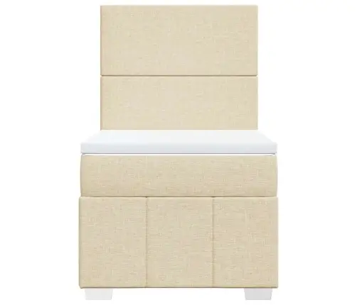 Atsperu Gultas Rāmis Ar Matraci, Krēmkrāsas, 80X200 Cm, Audums Vidaxl