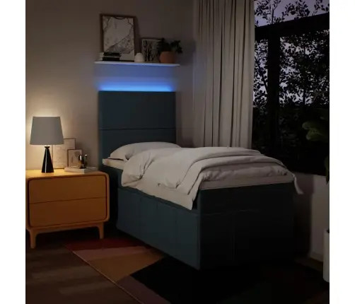 Atsperu Gultas Rāmis Ar Matraci, Zils, 80X200 Cm, Audums Vidaxl