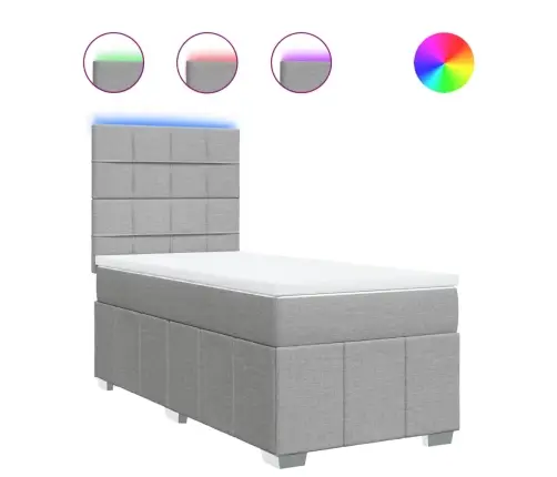 Lova Su Spyruoklėmis Ir Čiužiniu, Pilka, 80X200cm Audinys