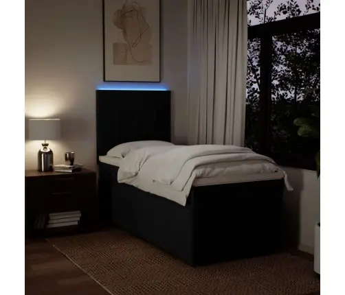 Atsperu Gultas Rāmis Ar Matraci, Melna, 80X200 Cm, Audums Vidaxl