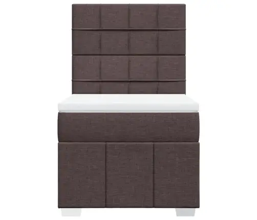 Atsperu Gultas Rāmis Ar Matraci, Tumši Brūna, 80X200 Cm, Audums Vidaxl