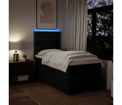 Lova Su Spyruoklėmis Ir Čiužiniu, Juoda, 80X200cm Audinys