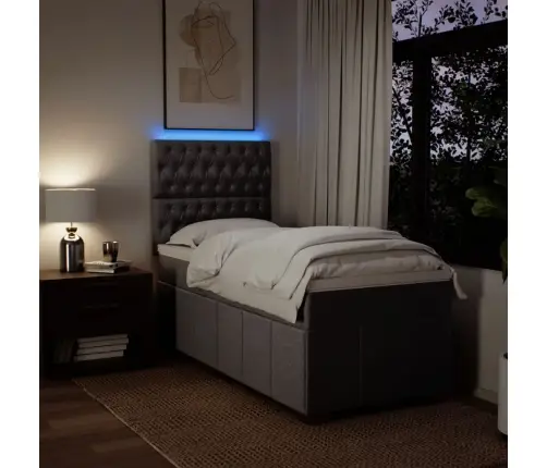 Lova Su Spyruoklėmis Ir Čiužiniu, Taupe, 80X200 cm Audinys