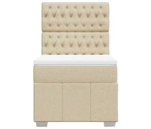 Atsperu Gultas Rāmis Ar Matraci, Krēmkrāsas, 80X200 Cm, Audums Vidaxl