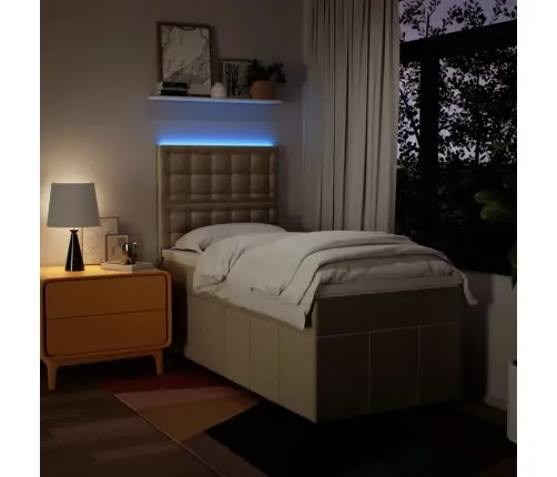 Atsperu Gultas Rāmis Ar Matraci, Krēmkrāsas, 80X200 Cm, Audums Vidaxl