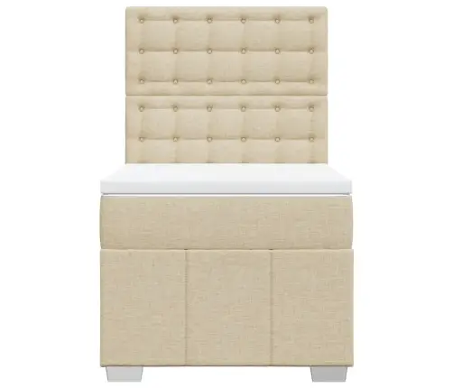 Atsperu Gultas Rāmis Ar Matraci, Krēmkrāsas, 80X200 Cm, Audums Vidaxl