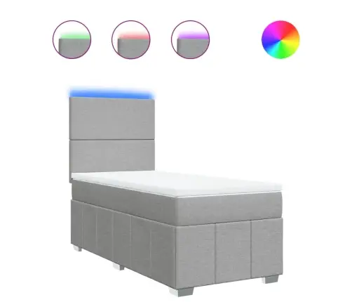 Atsperu Gulta Ar Matraci, Gaiši Pelēka, 90X190 Cm, Audums Vidaxl