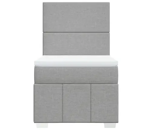 Atsperu Gulta Ar Matraci, Gaiši Pelēka, 90X190 Cm, Audums Vidaxl