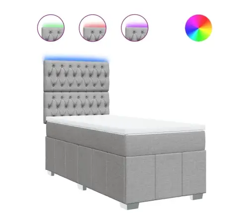 Lova Su Spyruoklėmis Ir Čiužiniu, Pilka, 90X190 cm Audinys