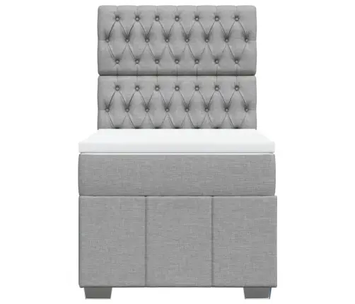 Lova Su Spyruoklėmis Ir Čiužiniu, Pilka, 90X190 cm Audinys