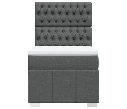 Atsperu Gulta Ar Matraci, Tumši Pelēka, 90X190 Cm, Audums Vidaxl