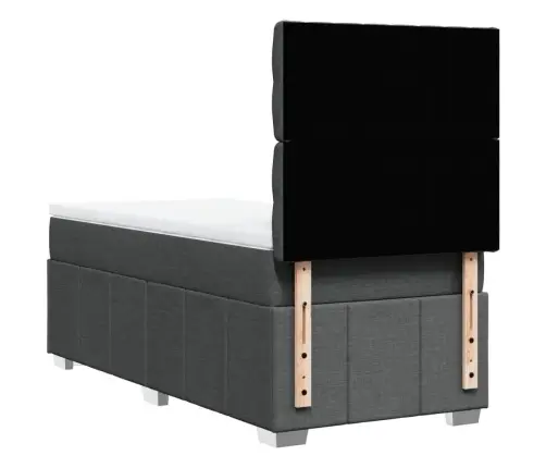 Atsperu Gulta Ar Matraci, Tumši Pelēka, 90X190 Cm, Audums Vidaxl