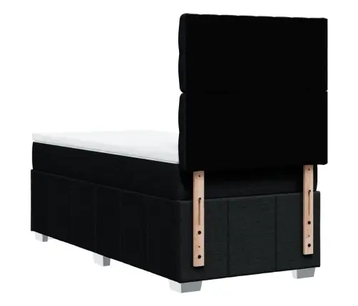 Lova Su Spyruoklėmis Ir Čiužiniu, Juoda, 90X190 cm Audinys