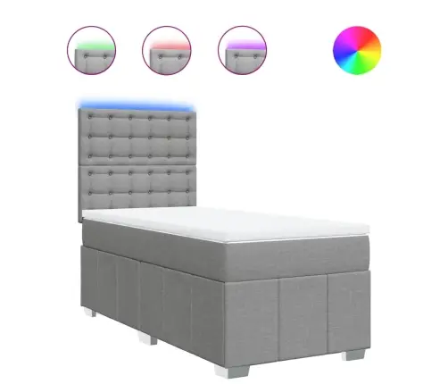 Atsperu Gulta Ar Matraci, Gaiši Pelēka, 90X190 Cm, Audums Vidaxl