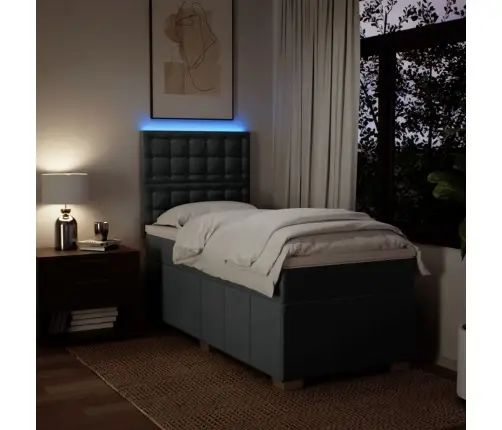 Atsperu Gulta Ar Matraci, Tumši Pelēka, 90X190 Cm, Audums Vidaxl