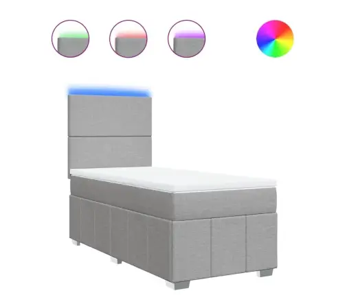 Atsperu Gulta Ar Matraci, Gaiši Pelēka, 90X200 Cm, Audums Vidaxl