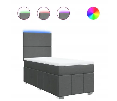 Atsperu Gulta Ar Matraci, Tumši Pelēka, 90X200 Cm, Audums Vidaxl