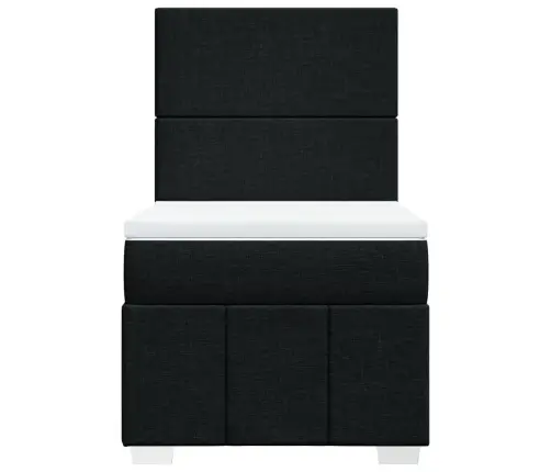 Atsperu Gultas Rāmis Ar Matraci, Melna, 90X200 Cm, Audums Vidaxl