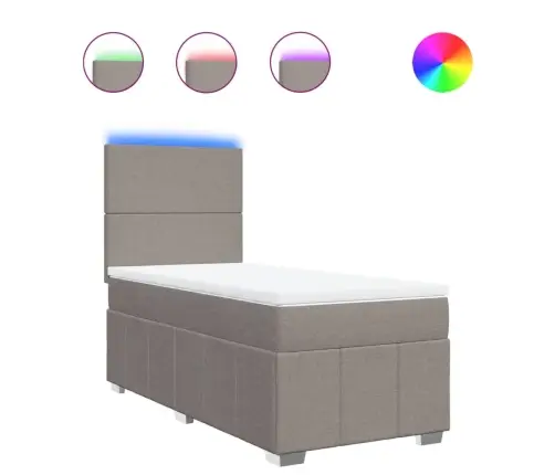 Atsperu Gultas Rāmis Ar Matraci, Pelēkbrūns, 90X200 Cm, Audums Vidaxl