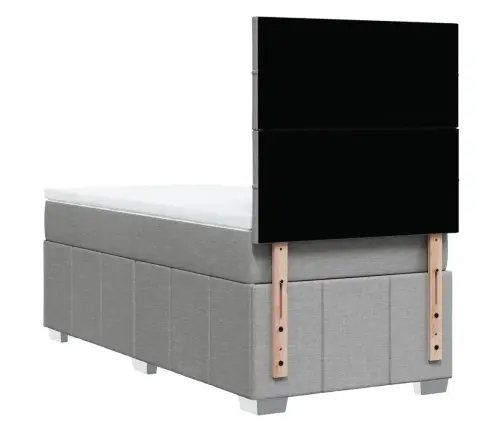 Atsperu Gulta Ar Matraci, Gaiši Pelēka, 90X200 Cm, Audums Vidaxl