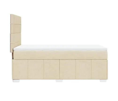 Atsperu Gultas Rāmis Ar Matraci, Krēmkrāsas, 90X200 Cm, Audums Vidaxl