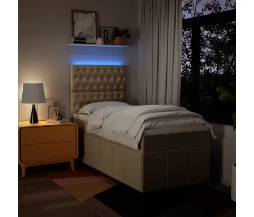 Atsperu Gultas Rāmis Ar Matraci, Krēmkrāsas, 90X200 Cm, Audums Vidaxl