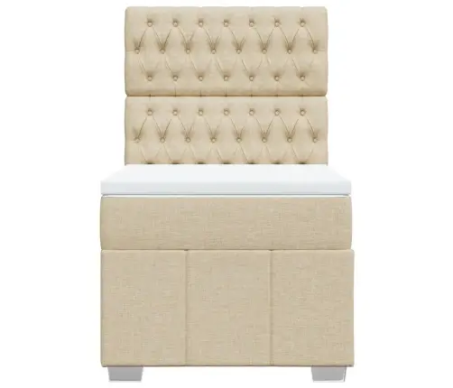 Atsperu Gultas Rāmis Ar Matraci, Krēmkrāsas, 90X200 Cm, Audums Vidaxl