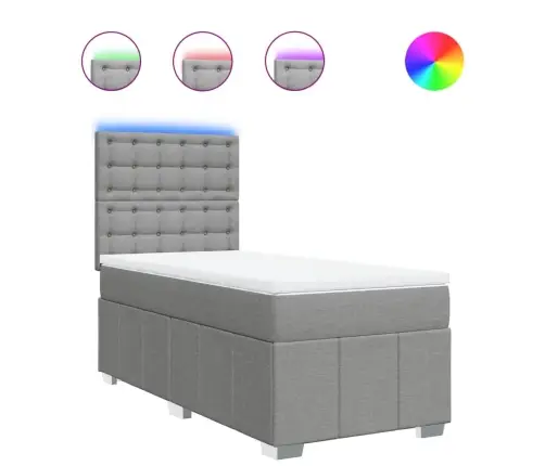 Atsperu Gulta Ar Matraci, Gaiši Pelēka, 90X200 Cm, Audums Vidaxl