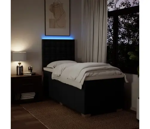 Lova Su Spyruoklėmis Ir Čiužiniu, Juoda, 90X200 cm Audinys