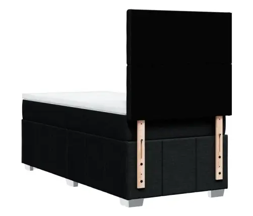 Lova Su Spyruoklėmis Ir Čiužiniu, Juoda, 90X200 cm Audinys