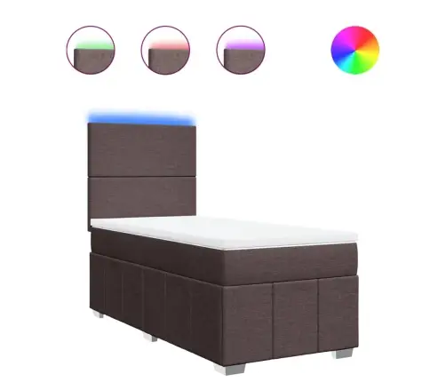 Atsperu Gultas Rāmis Ar Matraci, Tumši Brūna, 100X200Cm, Audums Vidaxl