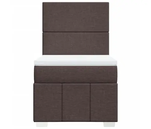 Atsperu Gultas Rāmis Ar Matraci, Tumši Brūna, 100X200Cm, Audums Vidaxl