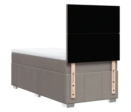 Atsperu Gultas Rāmis Ar Matraci, Pelēkbrūns, 100X200 Cm, Audums Vidaxl