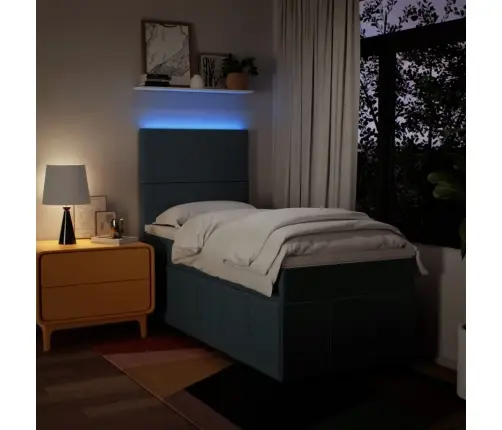 Atsperu Gultas Rāmis Ar Matraci, Zils, 100X200 Cm, Audums Vidaxl