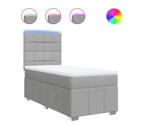 Atsperu Gultas Rāmis Ar Matraci, Gaiši Pelēka Audums, 100X200Cm Vidaxl