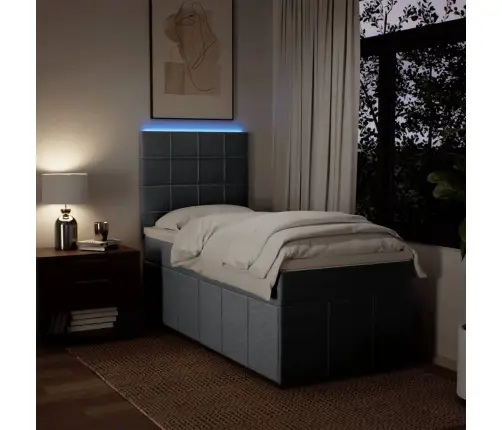 Atsperu Gultas Rāmis Ar Matraci, Gaiši Pelēka Audums, 100X200Cm Vidaxl