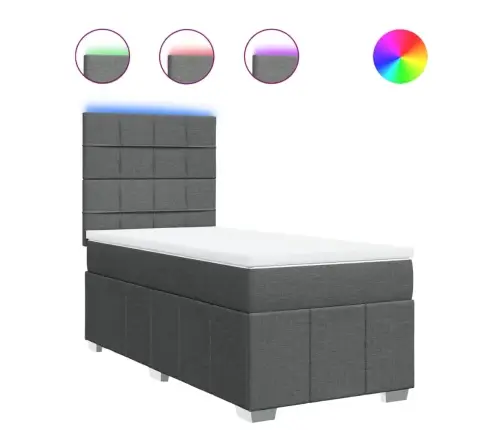 Atsperu Gultas Rāmis Ar Matraci, Tumši Pelēka Audums, 100X200Cm Vidaxl