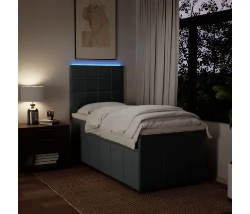 Atsperu Gultas Rāmis Ar Matraci, Tumši Pelēka Audums, 100X200Cm Vidaxl