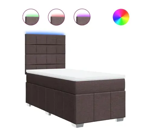 Atsperu Gultas Rāmis Ar Matraci, Tumši Brūna, 100X200Cm, Audums Vidaxl