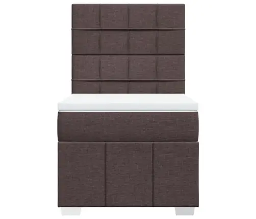 Atsperu Gultas Rāmis Ar Matraci, Tumši Brūna, 100X200Cm, Audums Vidaxl