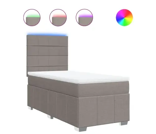 Atsperu Gultas Rāmis Ar Matraci, Pelēkbrūns, 100X200 Cm, Audums Vidaxl