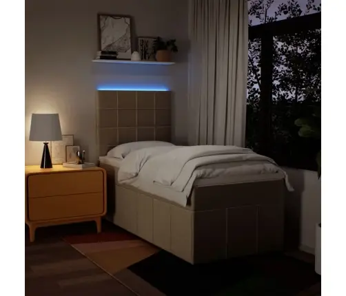 Atsperu Gultas Rāmis Ar Matraci, Krēmkrāsas, 100X200 Cm, Audums Vidaxl