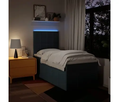 Atsperu Gultas Rāmis Ar Matraci, Zils, 100X200 Cm, Audums Vidaxl